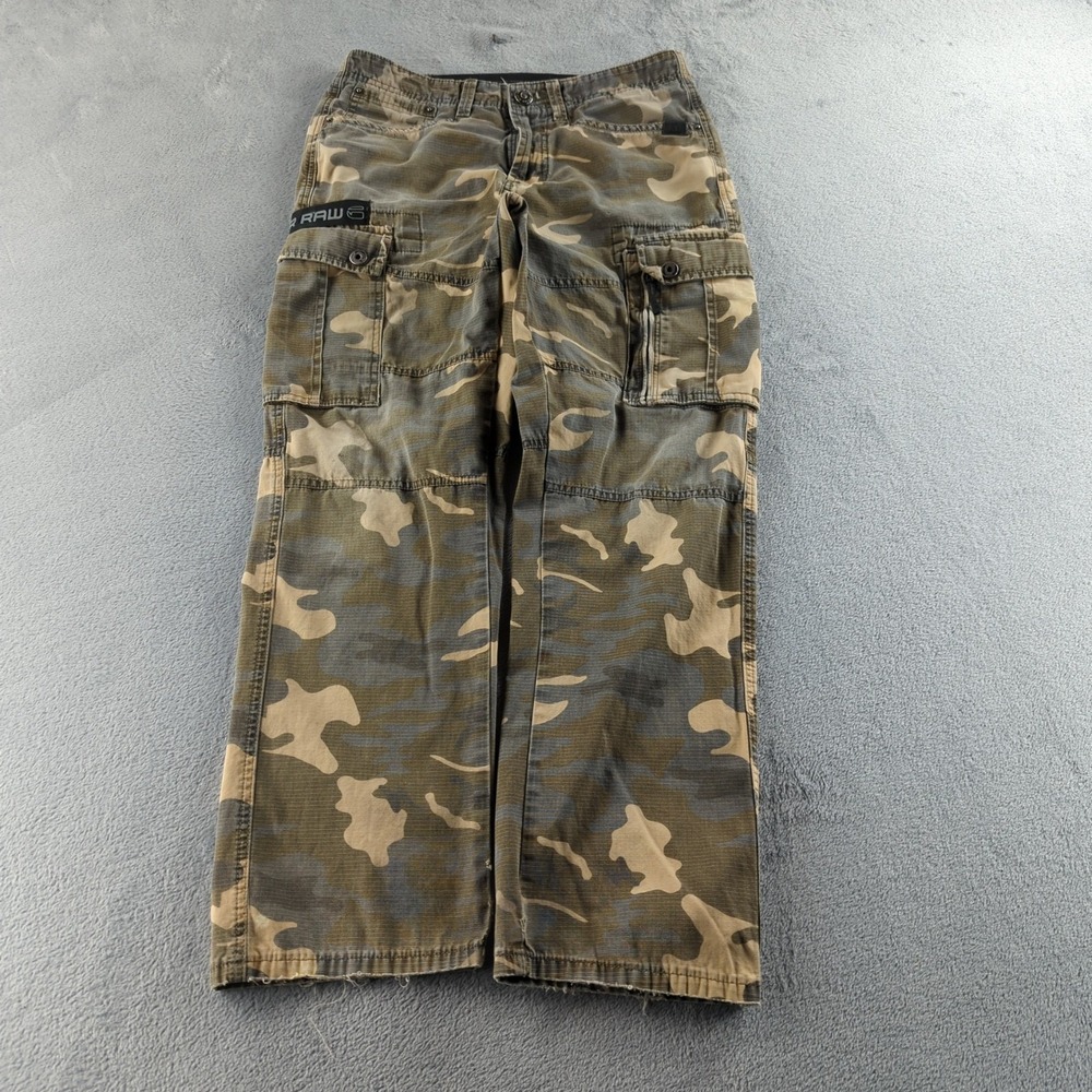 G-Star Raw Cargo Pants Mens 30 Camo Green Tactical Military Woodland Desert